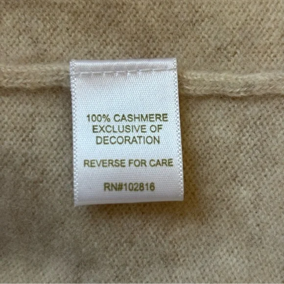 SOLD 100% Cashmere Oatmeal Sweater Top with Lace Bottom Trim - Picture 8 of 8